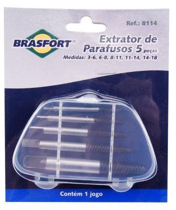 Extrator de Parafusos Manual com 5 peças BRASFORT 8114